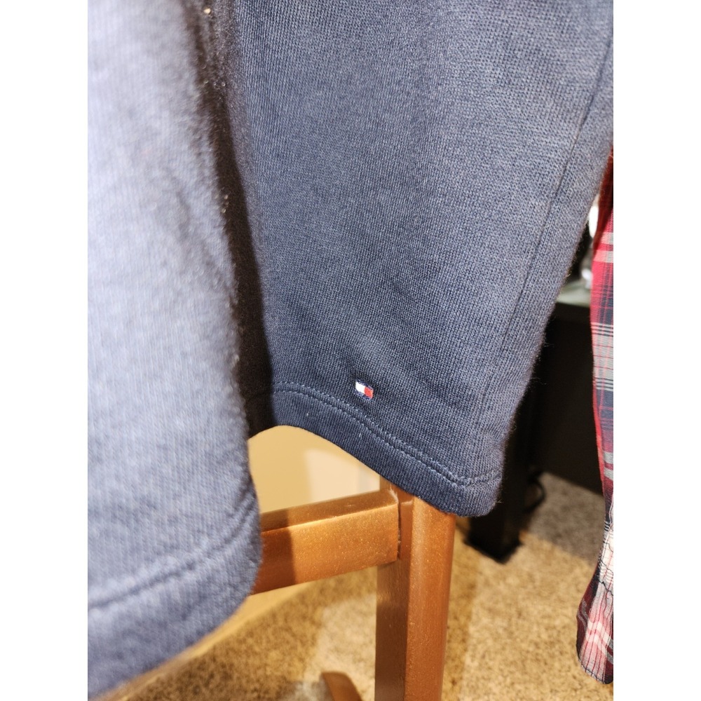 Tommy Hilfiger Women's Navy Sweatshirt With Plaid Sleeves  Size Xl - Picture 3 of 6